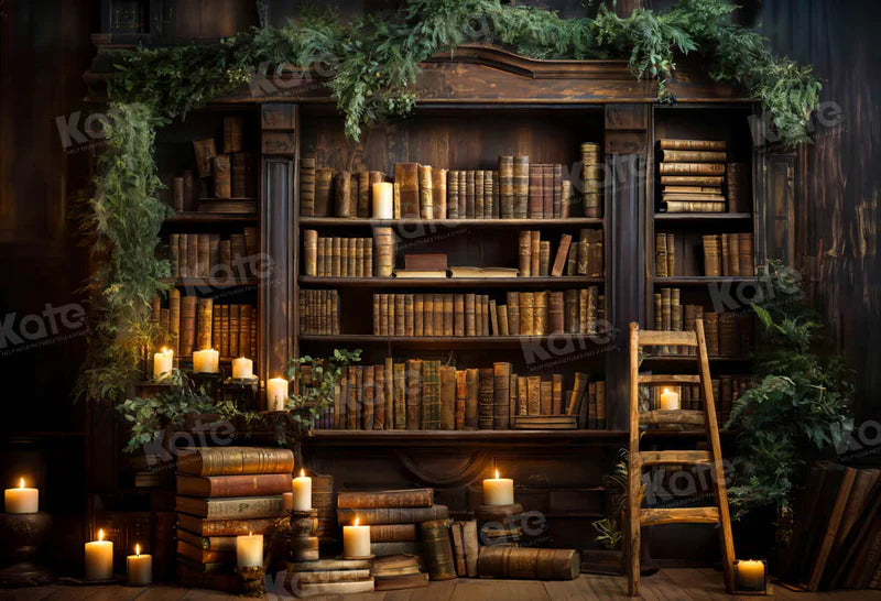 Kate Kerze Grün Pflanze Buch Zimmer Hintergrund entworfen von Emetselch - Kate Backdrop.de