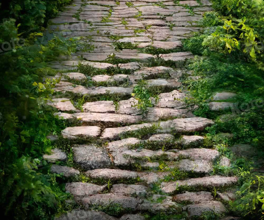 Kate Frühling Grün Gras Steinboden Hintergrund von Kate - Kate Backdrop.de