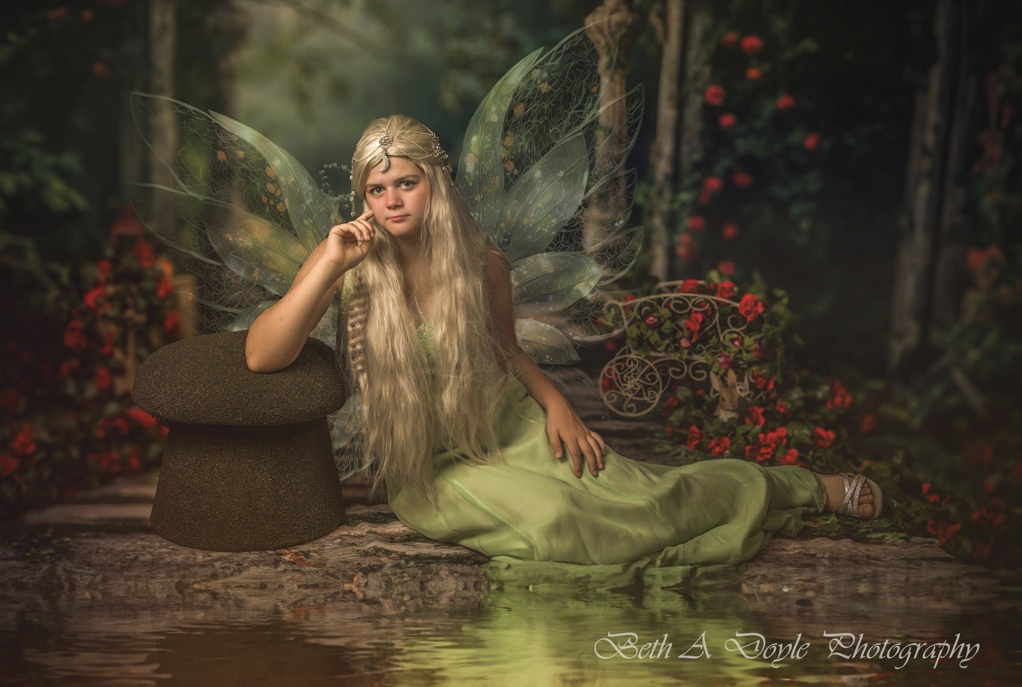 Kate Frühling Wald Greenery Blumen Bogen Hintergrund+Spring Green Grass Stone Floor Hintergrund - Kate Backdrop.de