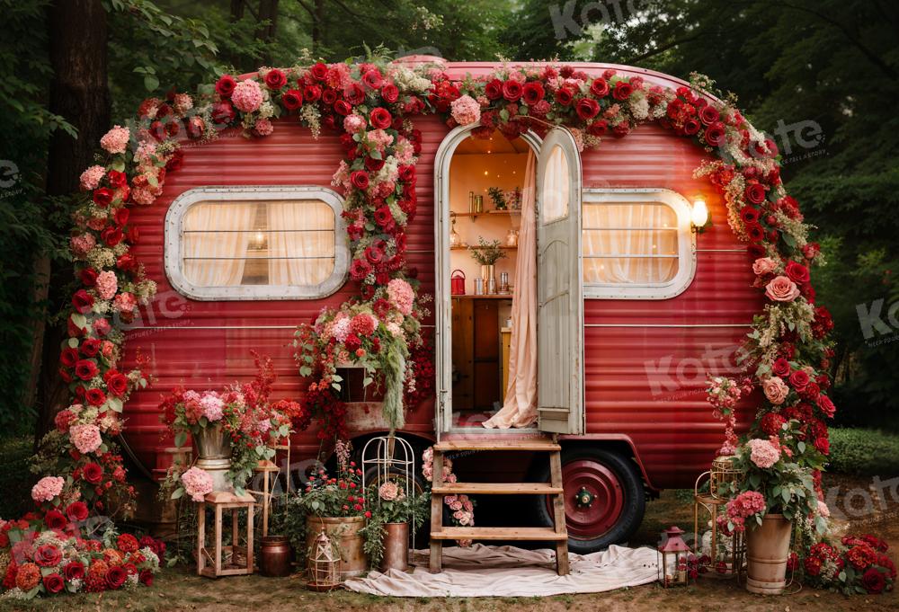 Kate Valentinstag Blumen Outdoor Haus Hintergrund von Emetselch