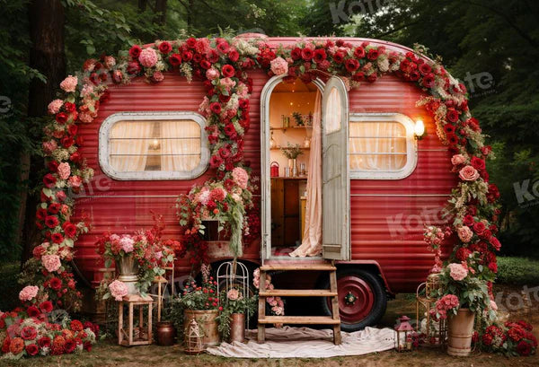 Kate Valentinstag Blumen Outdoor Haus Hintergrund von Emetselch - Kate Backdrop.de