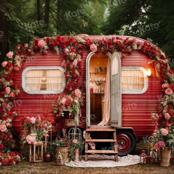 Kate Valentinstag Blumen Outdoor Haus Hintergrund von Emetselch - Kate Backdrop.de
