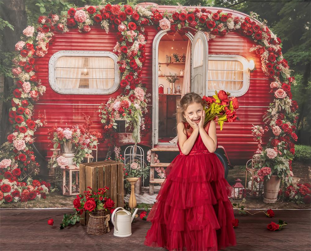 Kate Valentinstag Blumen Outdoor Haus Hintergrund von Emetselch