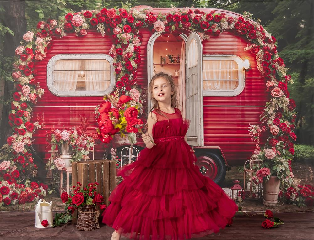 Kate Valentinstag Blumen Outdoor Haus Hintergrund von Emetselch