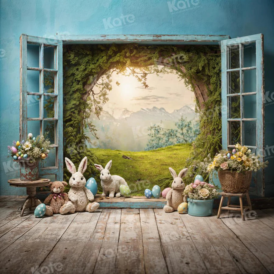 Kate Osterhase Fensteransicht Hintergrund für Fotografie - Kate Backdrop.de