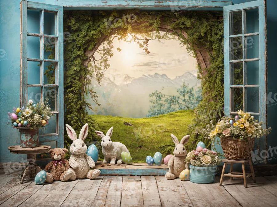 Kate Osterhase Fensteransicht Hintergrund für Fotografie - Kate Backdrop.de