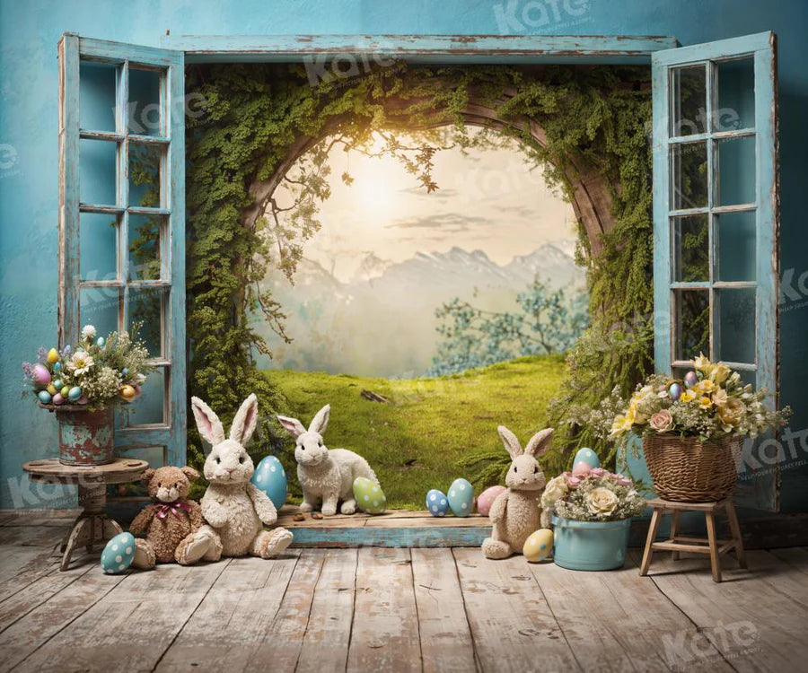 Kate Osterhase Fensteransicht Hintergrund für Fotografie - Kate Backdrop.de