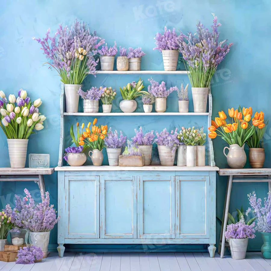 Kate Frühling Blumen Blau Zimmer Hintergrund von Emetselch - Kate Backdrop.de