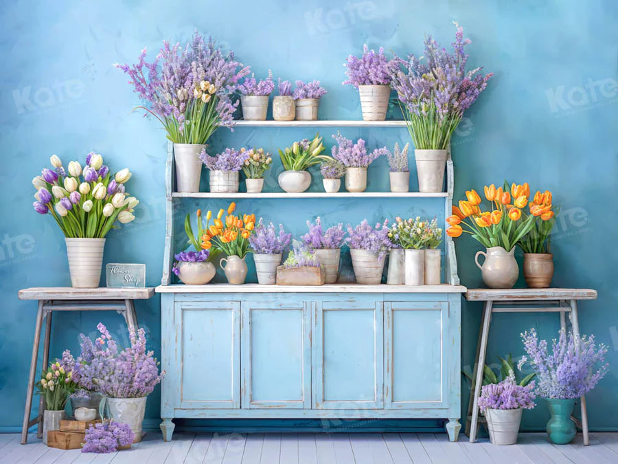 Kate Frühling Blumen Blau Zimmer Hintergrund von Emetselch - Kate Backdrop.de