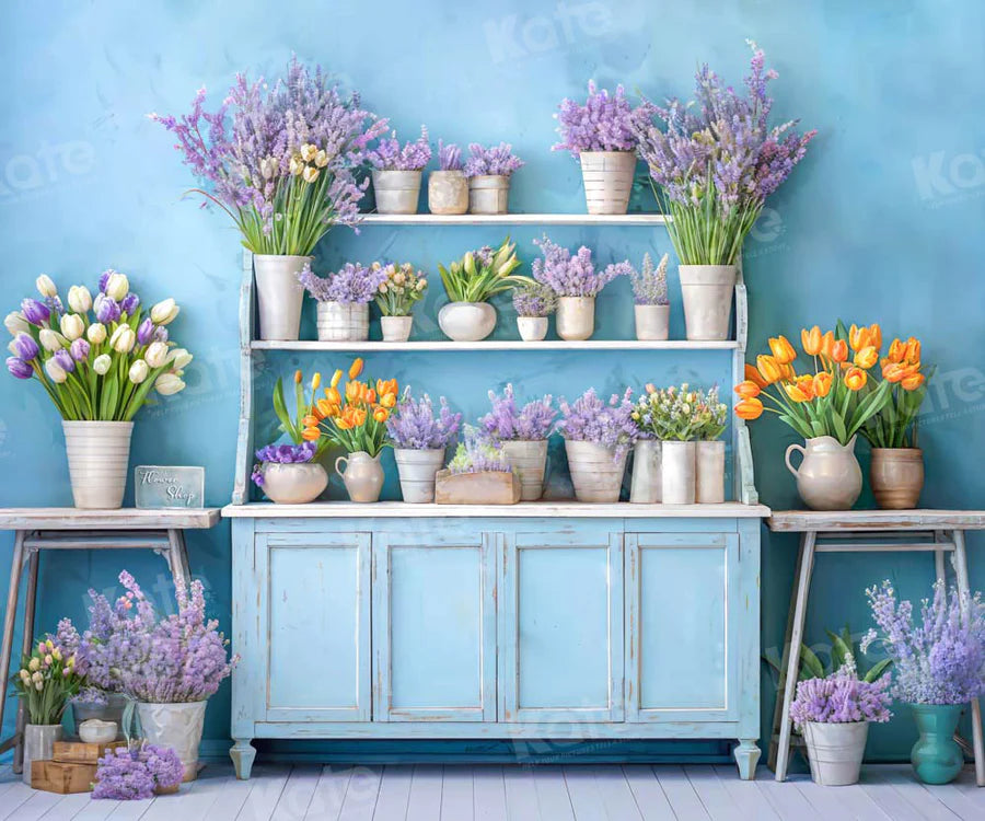 Kate Frühling Blumen Blau Zimmer Hintergrund von Emetselch - Kate Backdrop.de