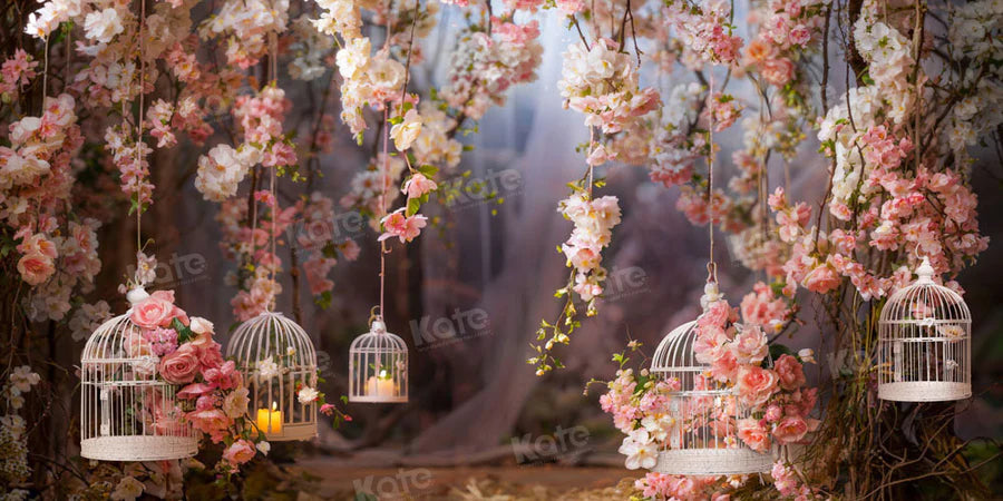 Kate Valentinstag Rosa Rose Birdcage Hintergrund von Emetselch - Kate Backdrop.de
