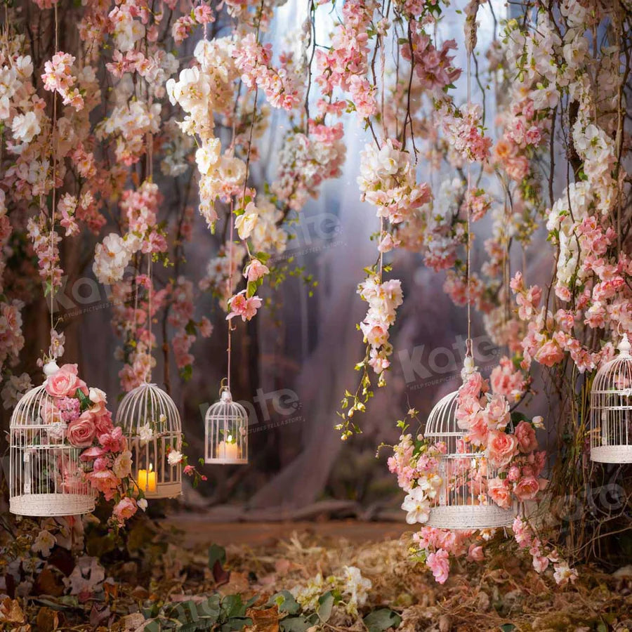 Kate Valentinstag Rosa Rose Birdcage Hintergrund von Emetselch - Kate Backdrop.de