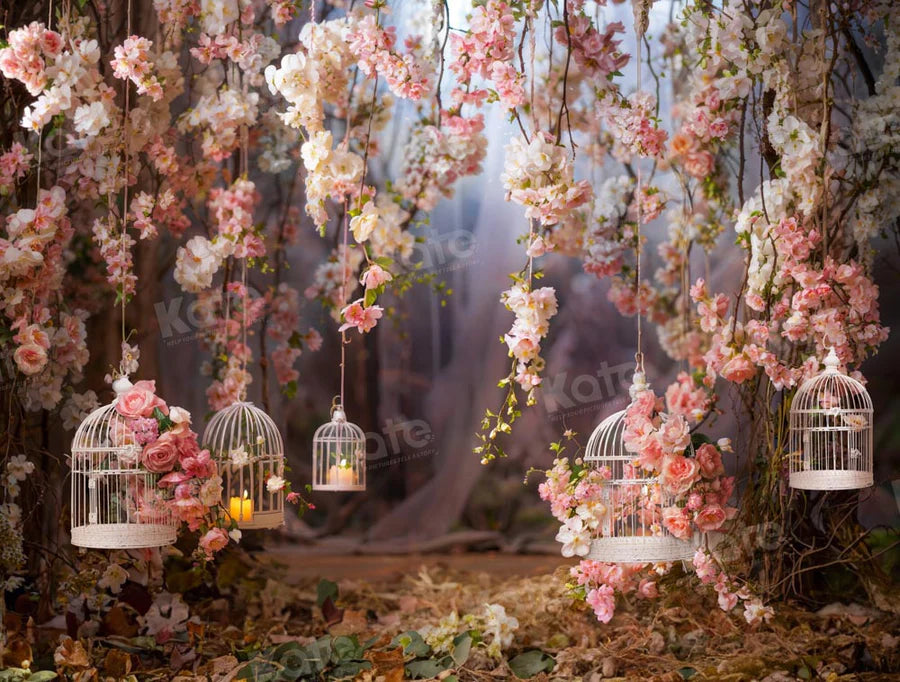 Kate Valentinstag Rosa Rose Birdcage Hintergrund von Emetselch - Kate Backdrop.de