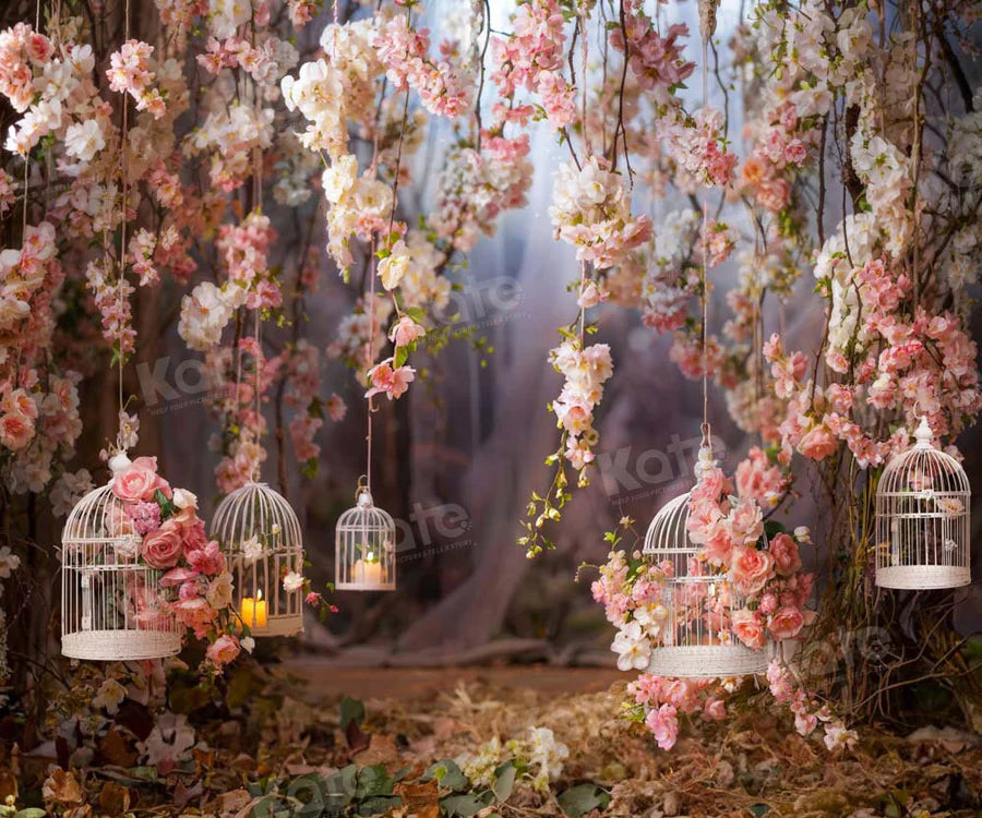 Kate Valentinstag Rosa Rose Birdcage Hintergrund von Emetselch - Kate Backdrop.de