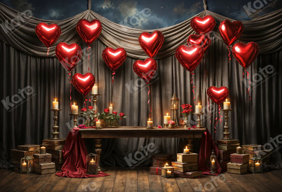 Kate Valentinstag Liebe Ballon Kerze Hintergrund von Chain Photography - Kate Backdrop.de