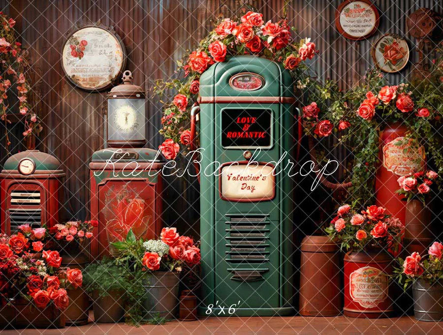 Kate Valentinstag Blumen Briefkasten Retroraum Hintergrund von Chain Photography - Kate Backdrop.de