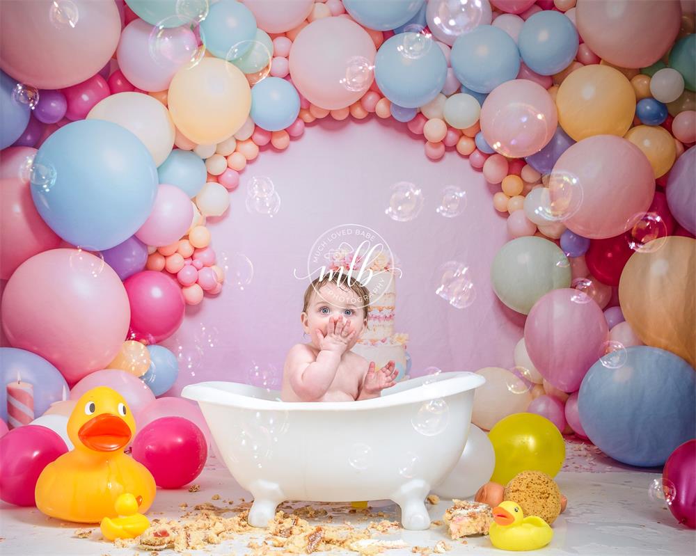 Kate Geburtstag Rosa Luftballon Wand Cake Smash Hintergrund Entworfen von Chain Photography - Kate Backdrop.de