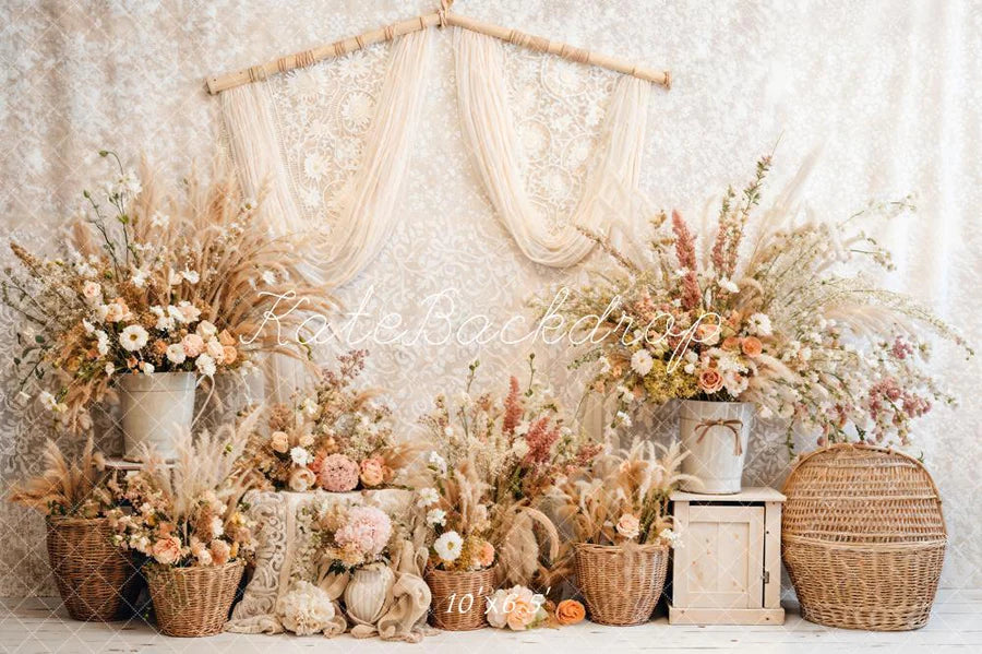 Kate Frühling Boho Floral Reed Vorhänge Hintergrund von Emetselch - Kate Backdrop.de