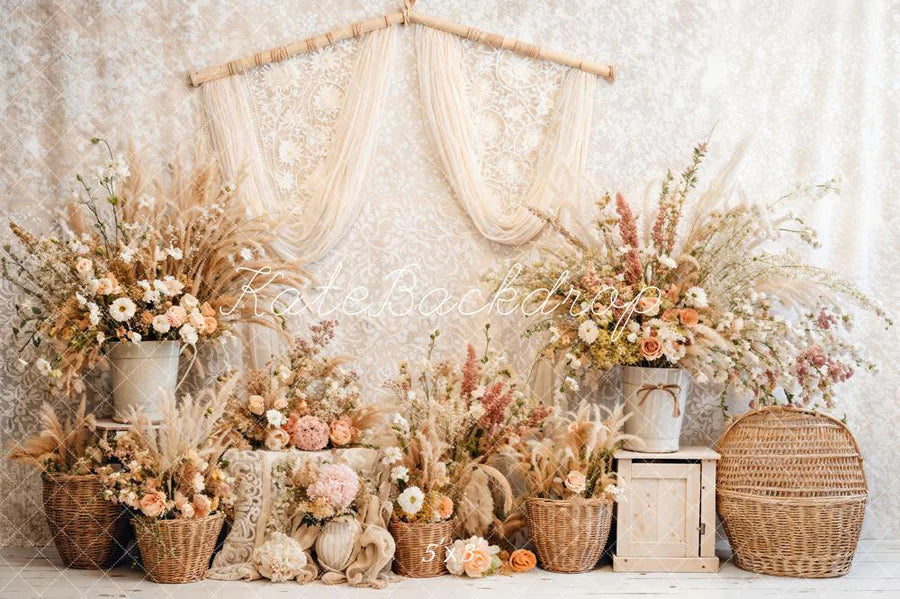 Kate Frühling Boho Floral Reed Vorhänge Hintergrund von Emetselch - Kate Backdrop.de