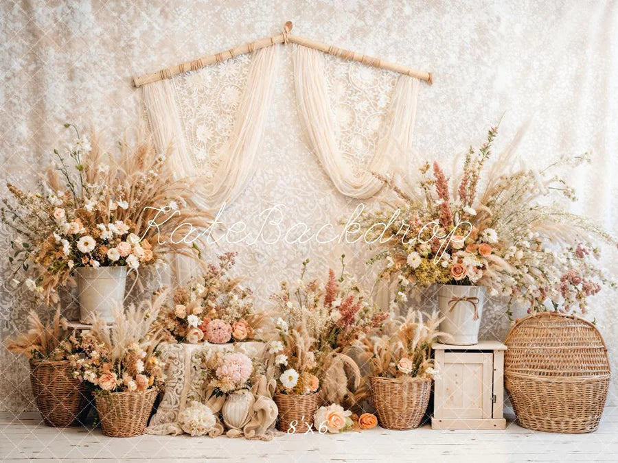 Kate Frühling Boho Floral Reed Vorhänge Hintergrund von Emetselch - Kate Backdrop.de