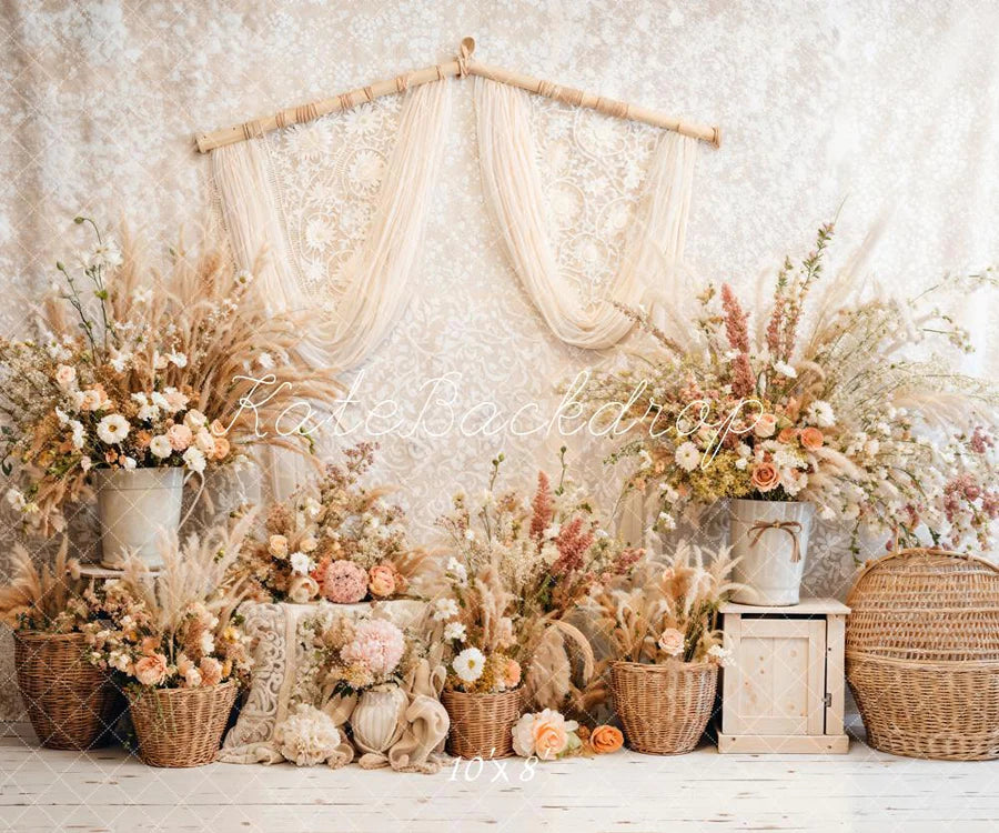 Kate Frühling Boho Floral Reed Vorhänge Hintergrund von Emetselch - Kate Backdrop.de