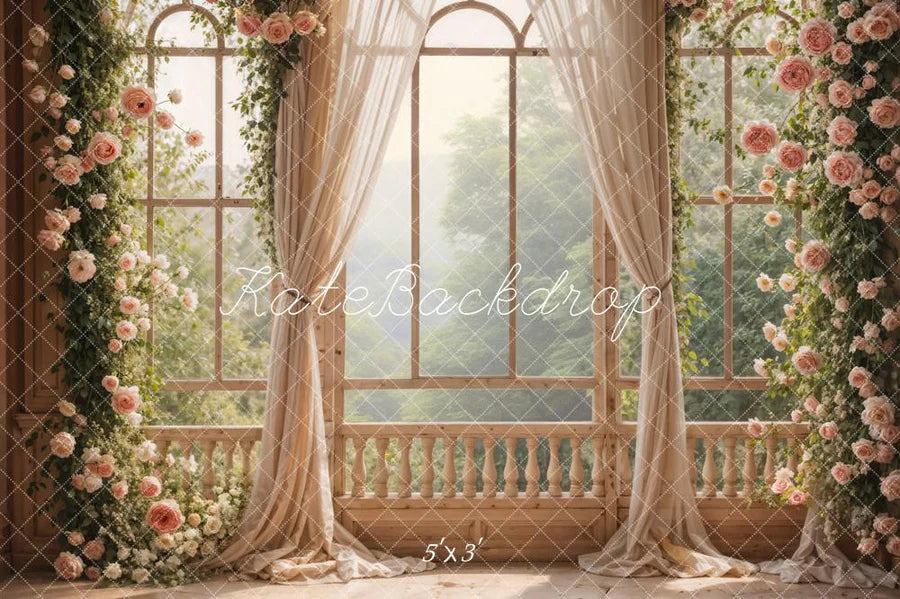 Kate Frühling Rosa Blumen Fenster Zimmer Hintergrund von Emetselch - Kate Backdrop.de