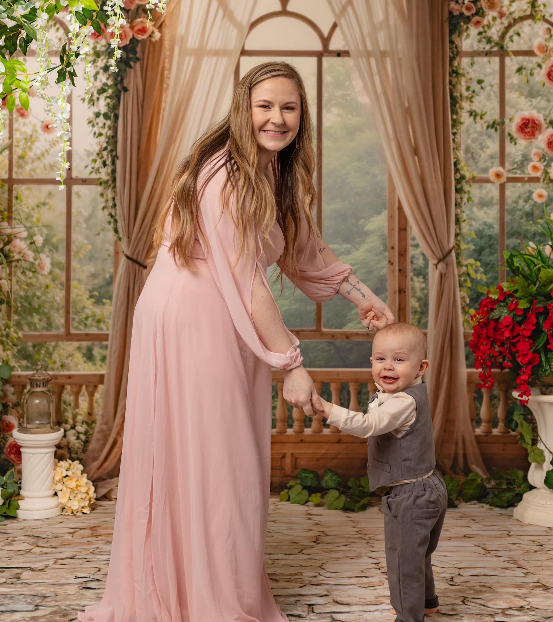 Kate Frühling Rosa Blumen Fenster Zimmer Hintergrund von Emetselch - Kate Backdrop.de