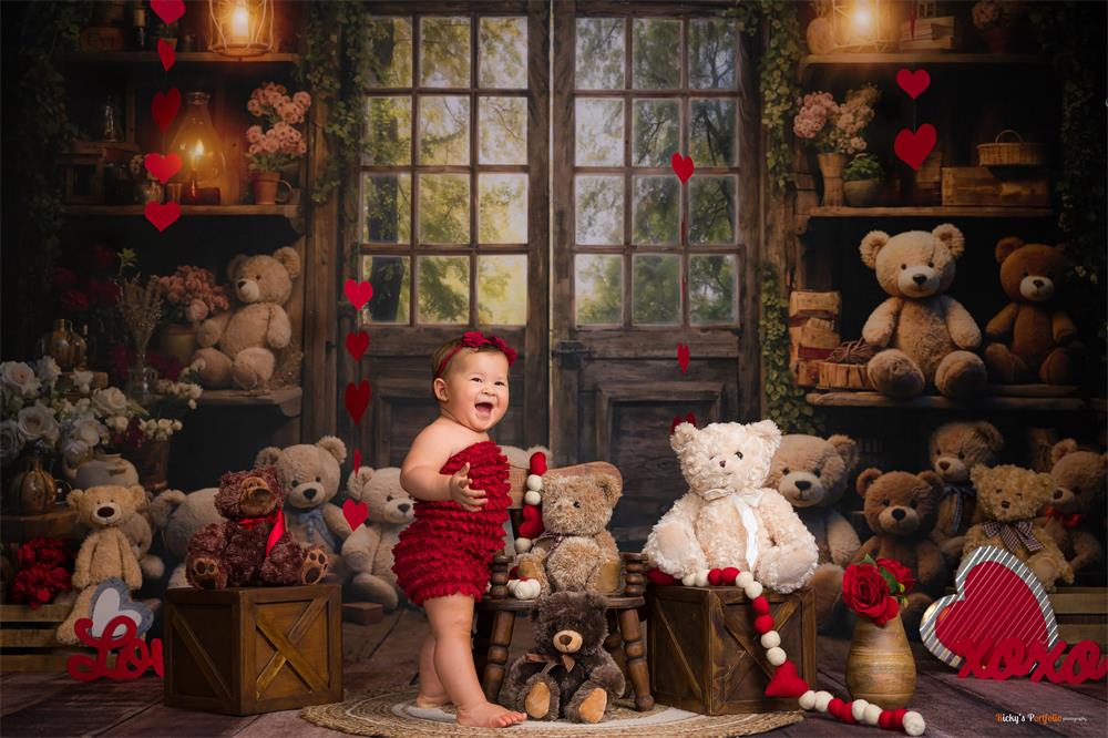 Kate Frühling Bär Laterne Hütte Hintergrund entworfen von Emetselch - Kate Backdrop.de