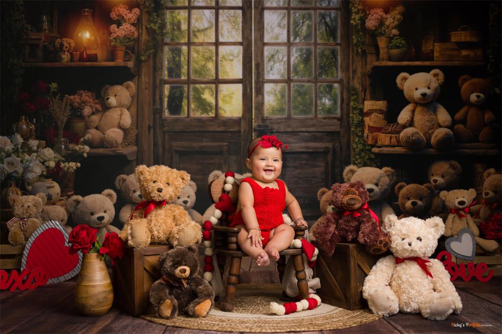 Kate Frühling Bär Laterne Hütte Hintergrund entworfen von Emetselch - Kate Backdrop.de