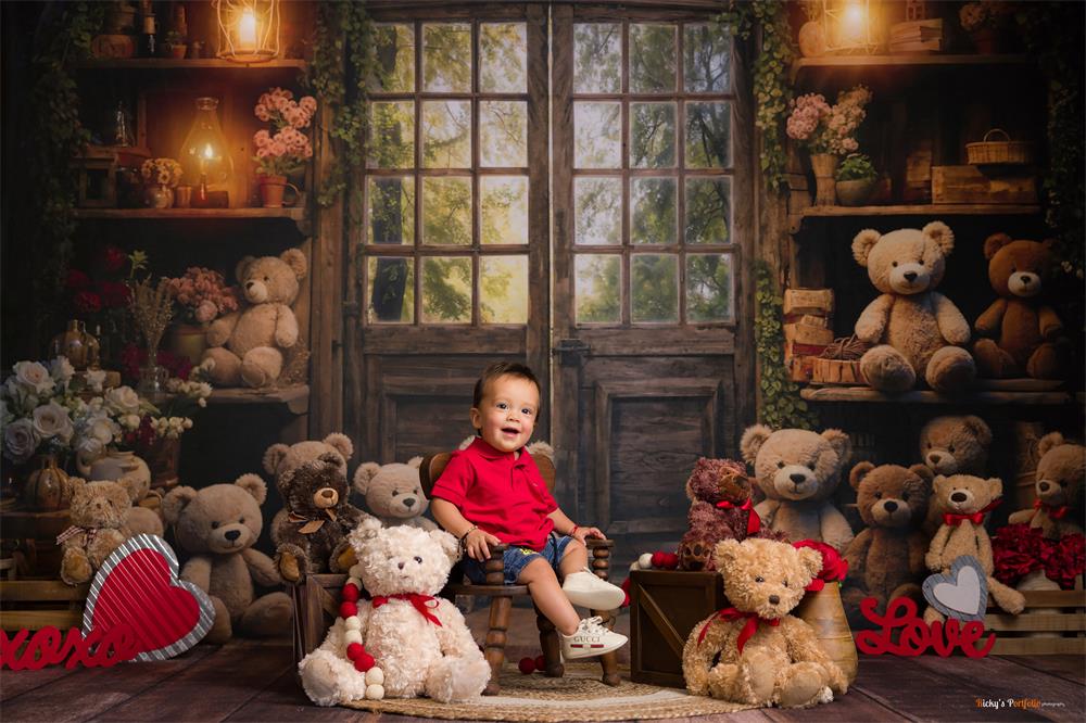 Kate Frühling Bär Laterne Hütte Hintergrund entworfen von Emetselch - Kate Backdrop.de