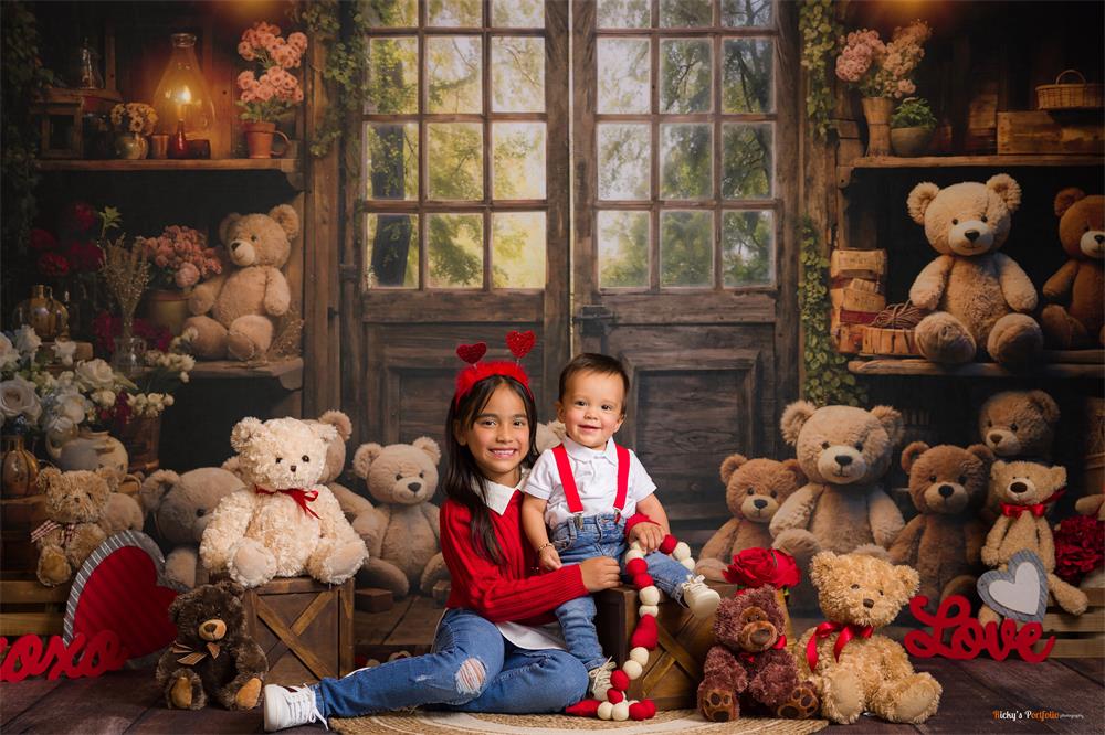 Kate Frühling Bär Laterne Hütte Hintergrund entworfen von Emetselch - Kate Backdrop.de