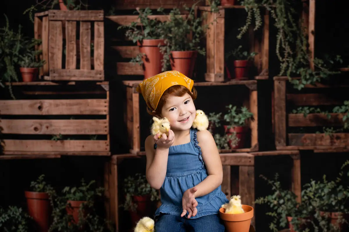 Kate Frühling Grün Pflanze Holz Regal Hintergrund entworfen von Emetselch - Kate Backdrop.de