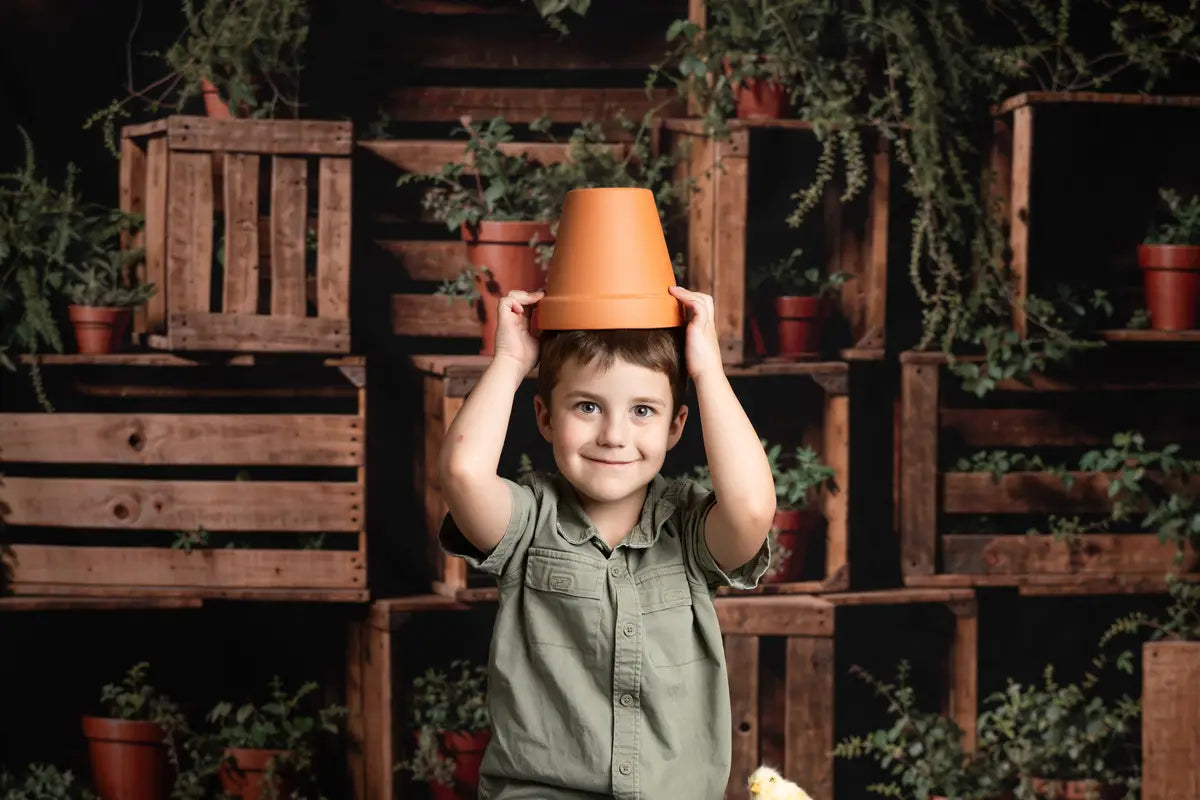 Kate Frühling Grün Pflanze Holz Regal Hintergrund entworfen von Emetselch - Kate Backdrop.de