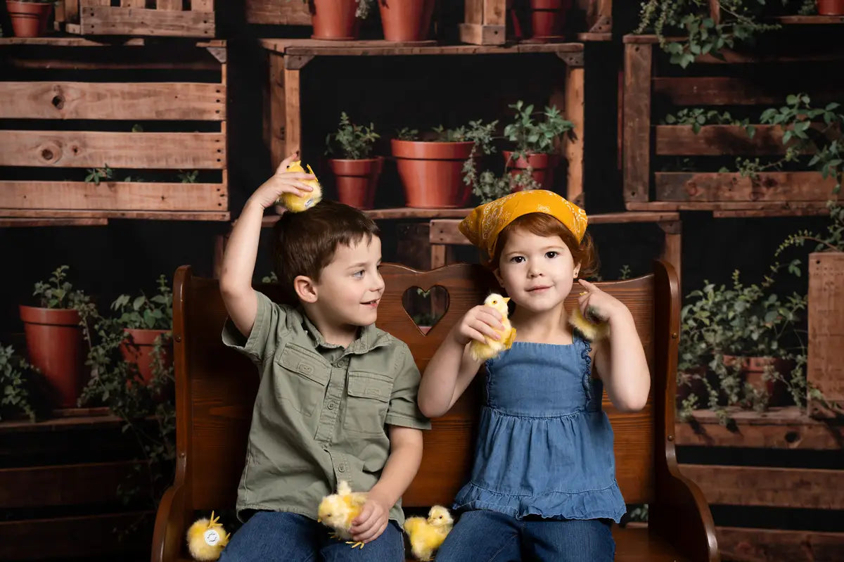 Kate Frühling Grün Pflanze Holz Regal Hintergrund entworfen von Emetselch - Kate Backdrop.de
