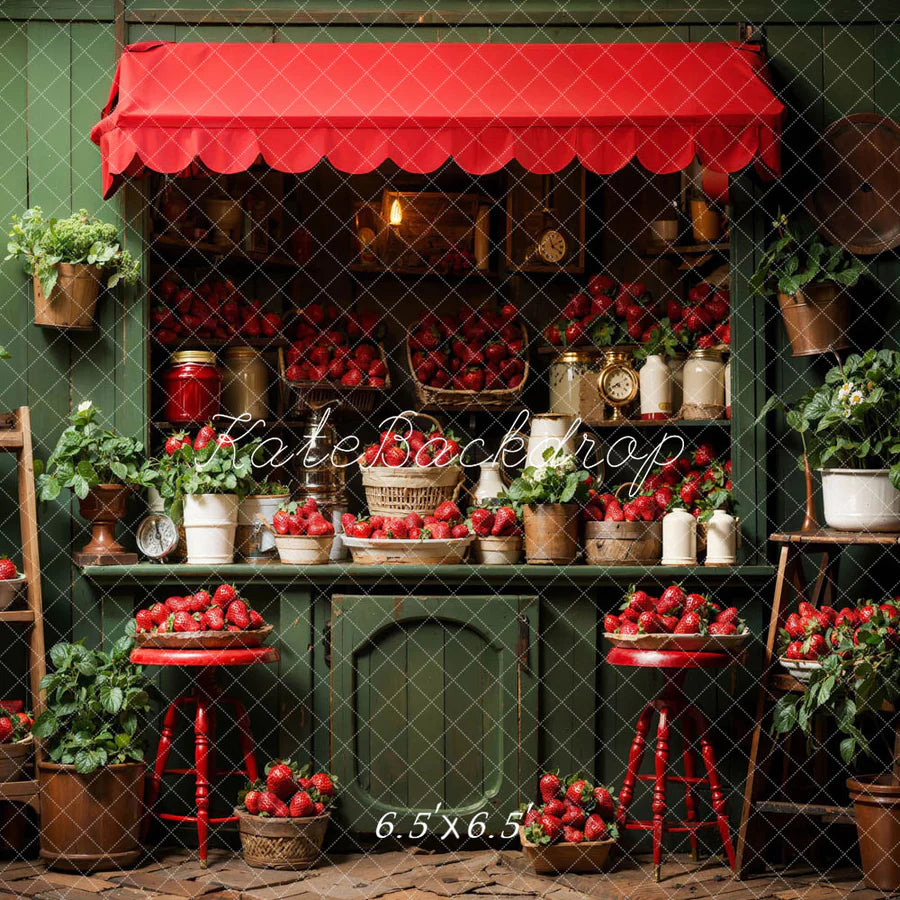 Kate Frühling Grün Pflanze Erdbeere Haus Hintergrund von Emetselch - Kate Backdrop.de