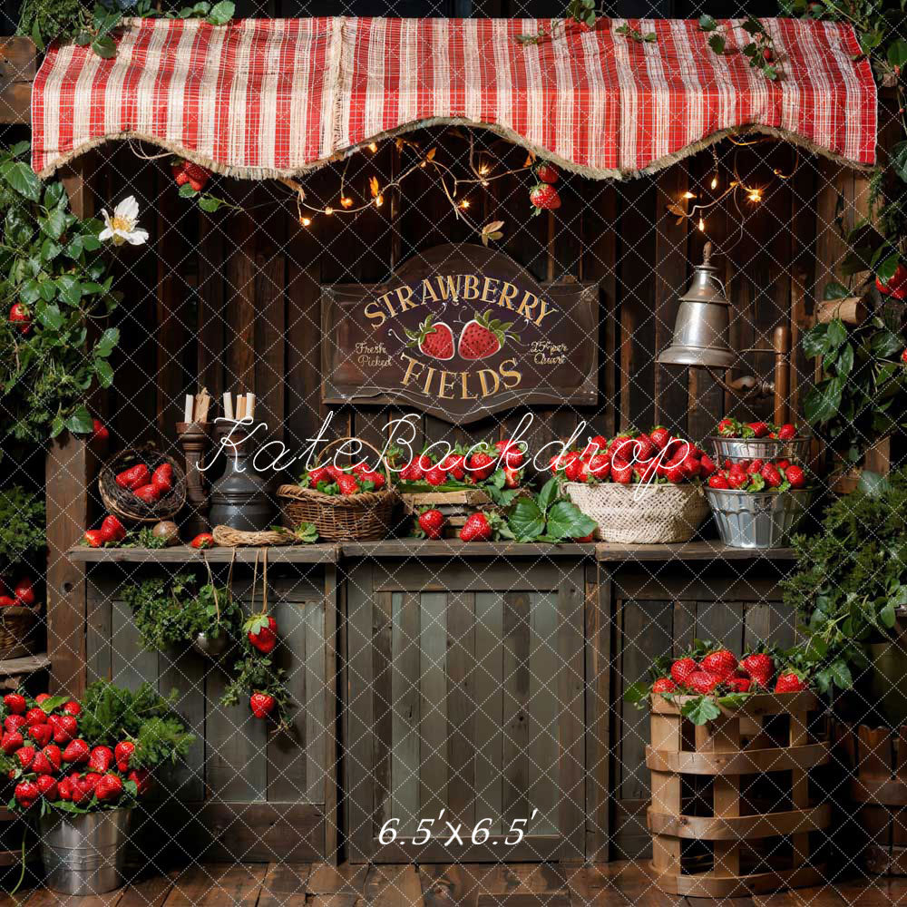 Kate Frühling Pflanze Grünes Erdbeerfeld Hintergrund Entworfen von Emetselch - Kate Backdrop.de