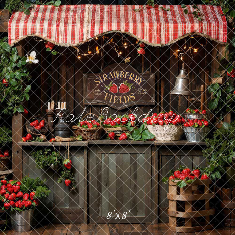 Kate Frühling Pflanze Grünes Erdbeerfeld Hintergrund Entworfen von Emetselch - Kate Backdrop.de