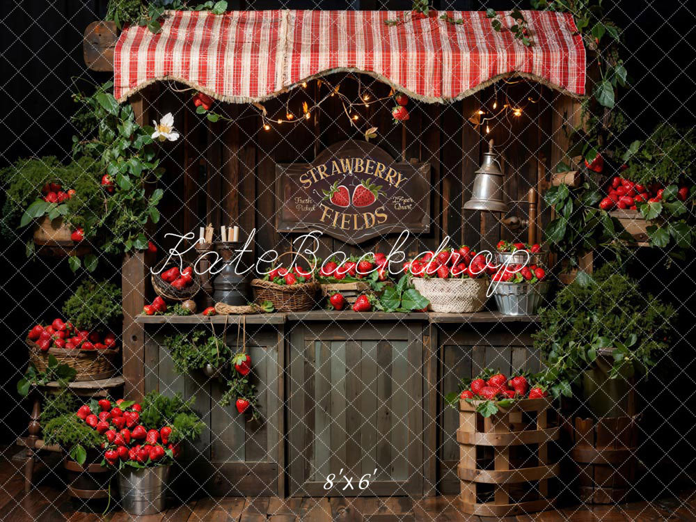 Kate Frühling Pflanze Grünes Erdbeerfeld Hintergrund Entworfen von Emetselch - Kate Backdrop.de