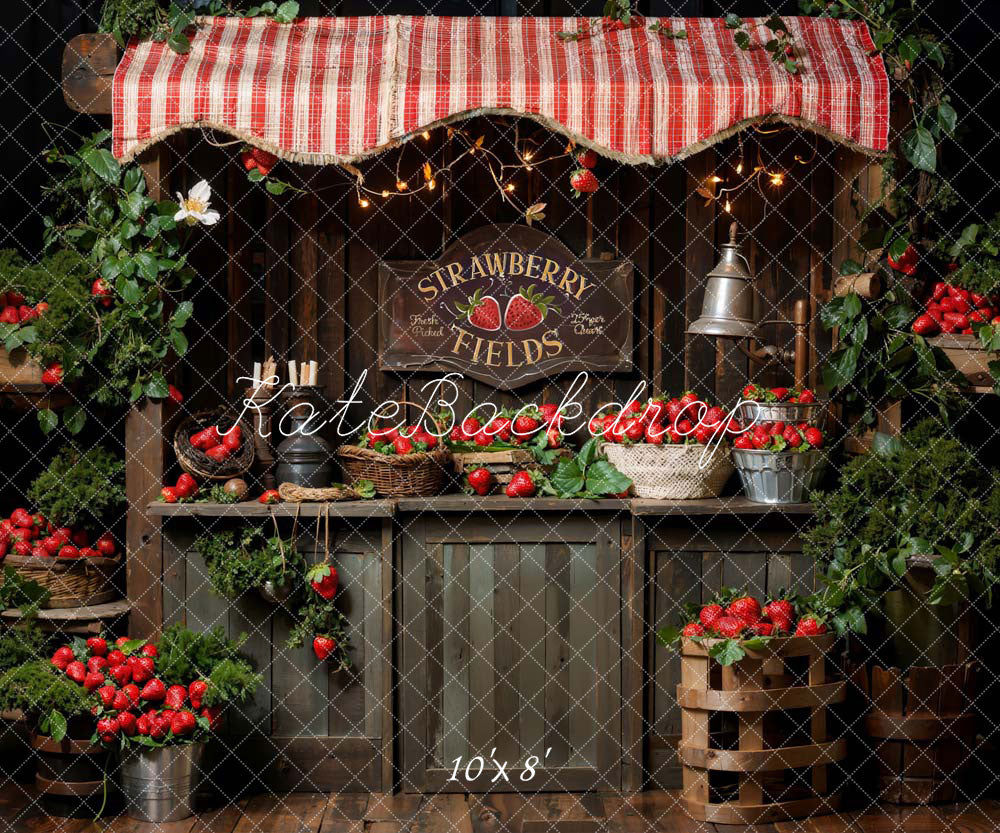 Kate Frühling Pflanze Grünes Erdbeerfeld Hintergrund Entworfen von Emetselch - Kate Backdrop.de