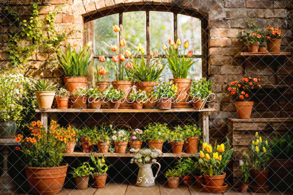 Kate Frühling Grün Pflanze Fenster Zimmer Hintergrund von Emetselch - Kate Backdrop.de