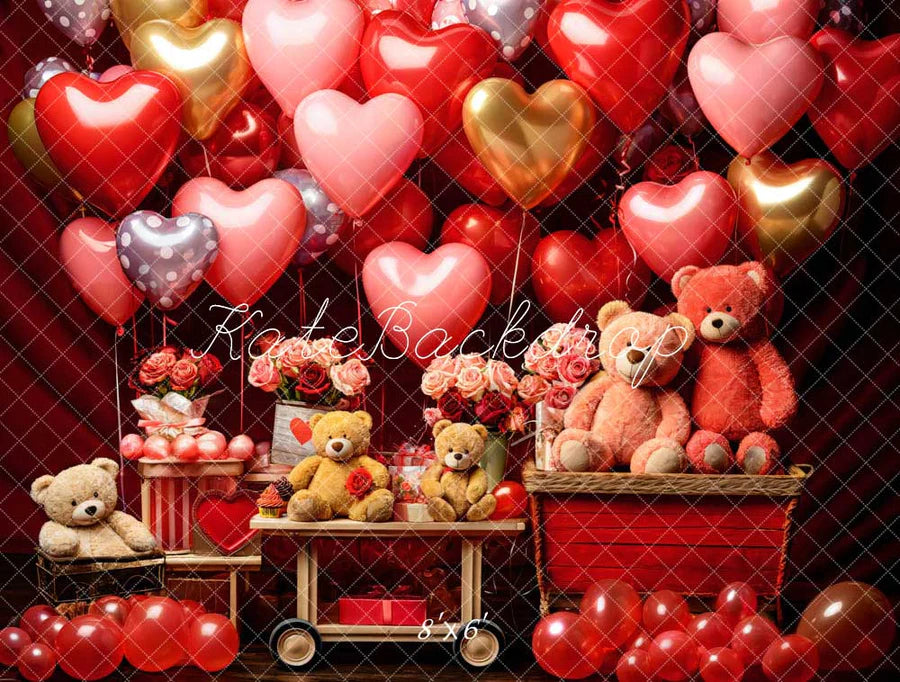Kate Valentinstag Bär Ballon Blume Hintergrund von Emetselch - Kate Backdrop.de