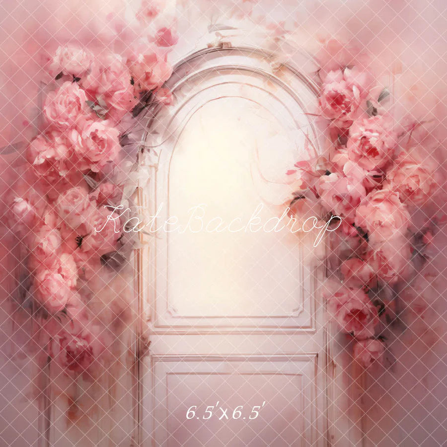 Kate Rosa Blumen Holztür Ölgemälde Stil Hintergrund von GQ - Kate Backdrop.de