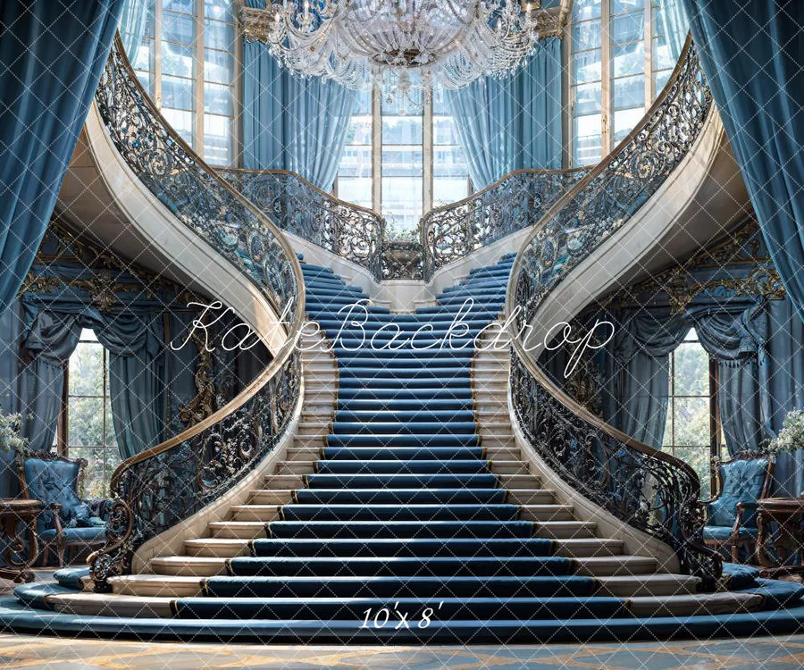 Kate Europäischer blauer Luxus-Treppen-Hintergrund von Chain Photography
