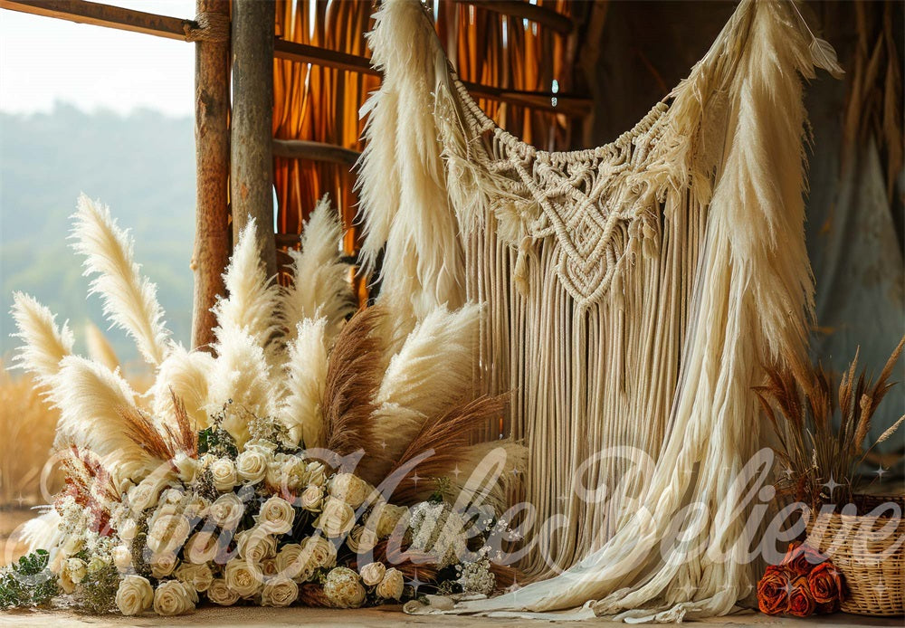 Kate Makramee Boho Scheune Hintergrund von Mini MakeBelieve - Kate Backdrop.de