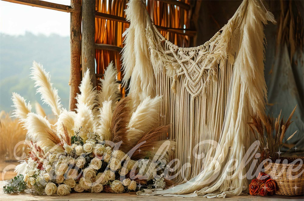 Kate Makramee Boho Scheune Hintergrund von Mini MakeBelieve - Kate Backdrop.de