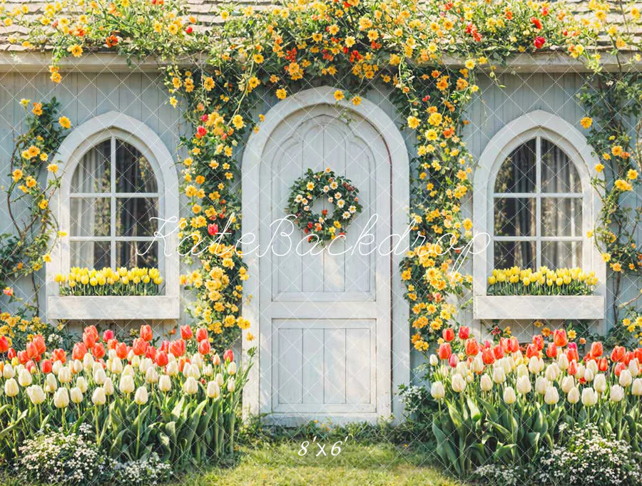 Kate Frühling Blumen Haus Hintergrund von Chain Photography - Kate Backdrop.de