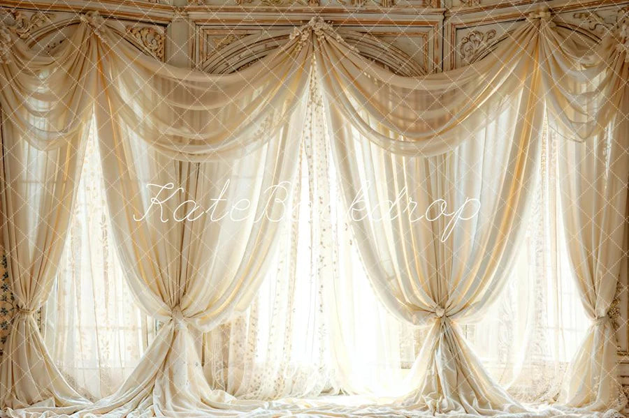 Kate Weiß Vintage Bogen Fenster Vorhänge Hintergrund von Emetselch - Kate Backdrop.de
