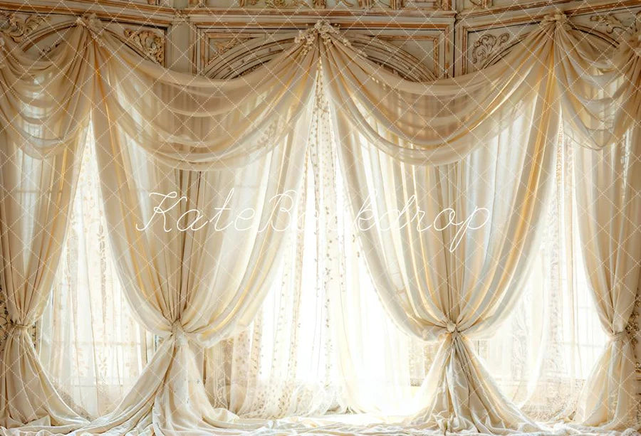 Kate Weiß Vintage Bogen Fenster Vorhänge Hintergrund von Emetselch - Kate Backdrop.de