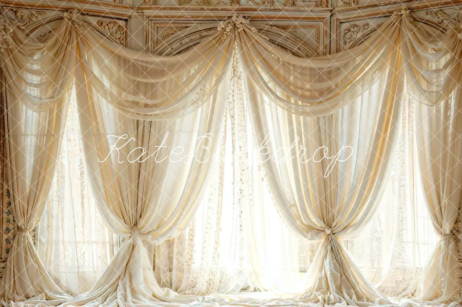 Kate Weiß Vintage Bogen Fenster Vorhänge Hintergrund von Emetselch - Kate Backdrop.de
