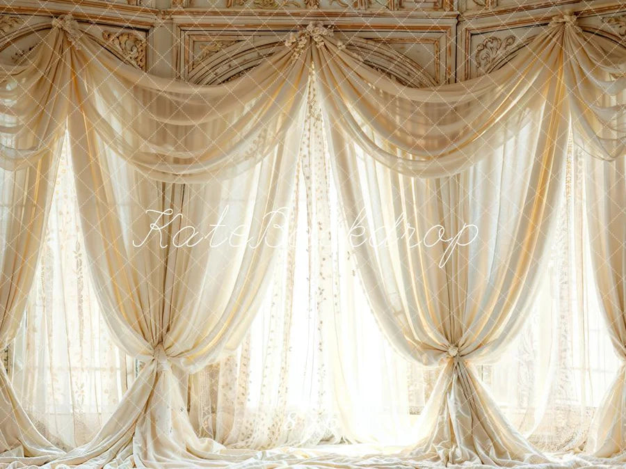 Kate Weiß Vintage Bogen Fenster Vorhänge Hintergrund von Emetselch - Kate Backdrop.de